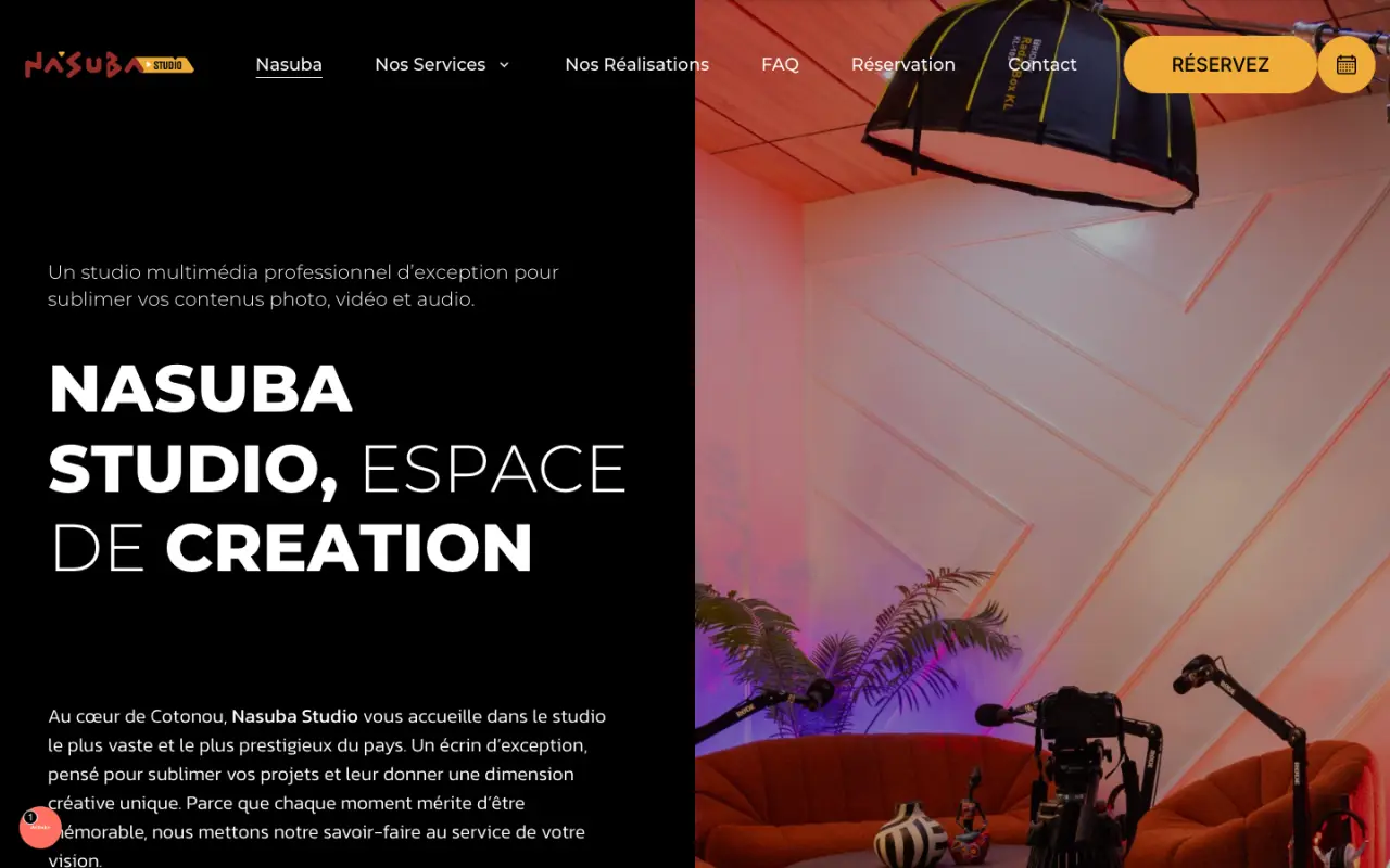Screenshot of the Nasuba Studio website