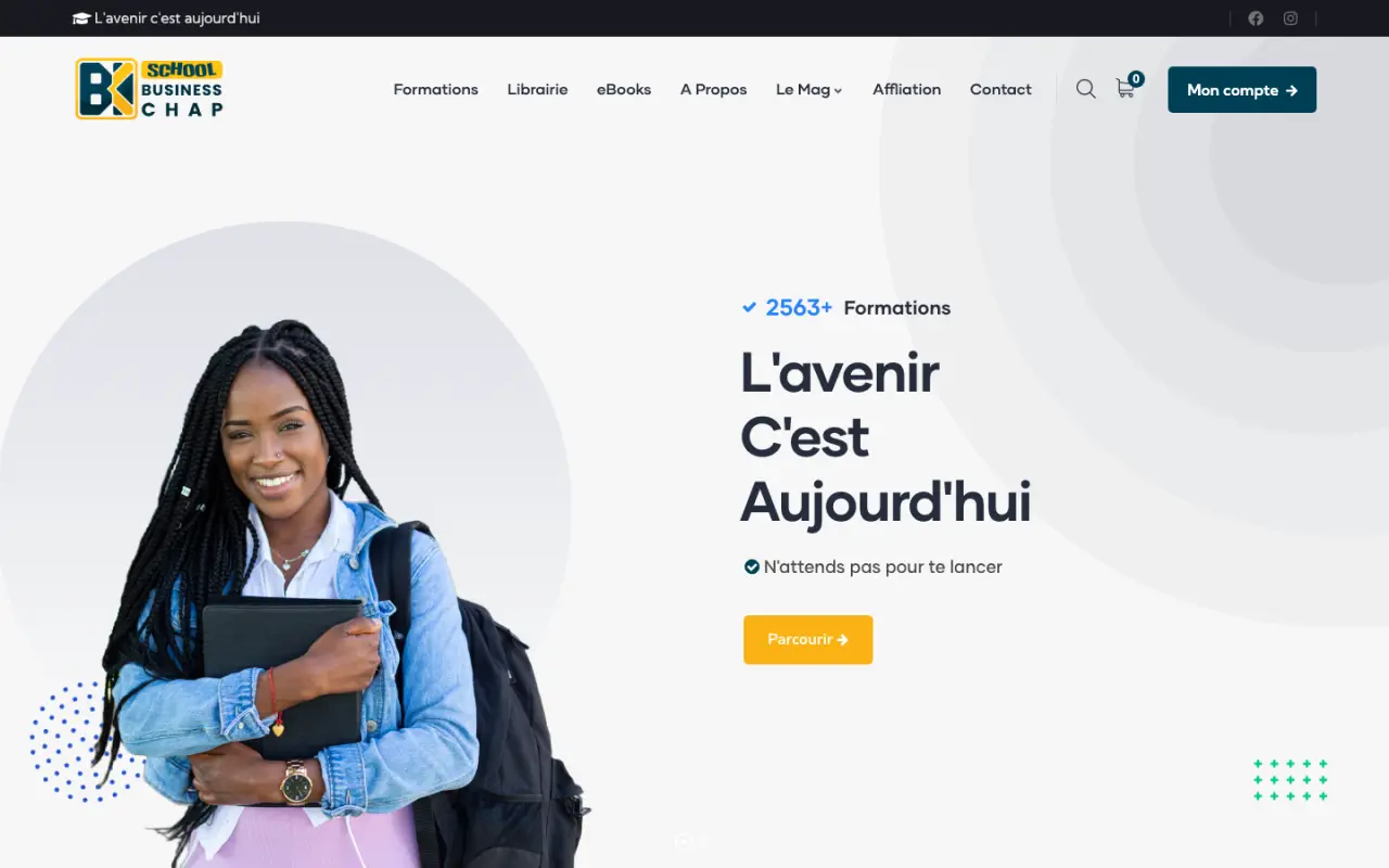 Screenshot of the School Business Chap website