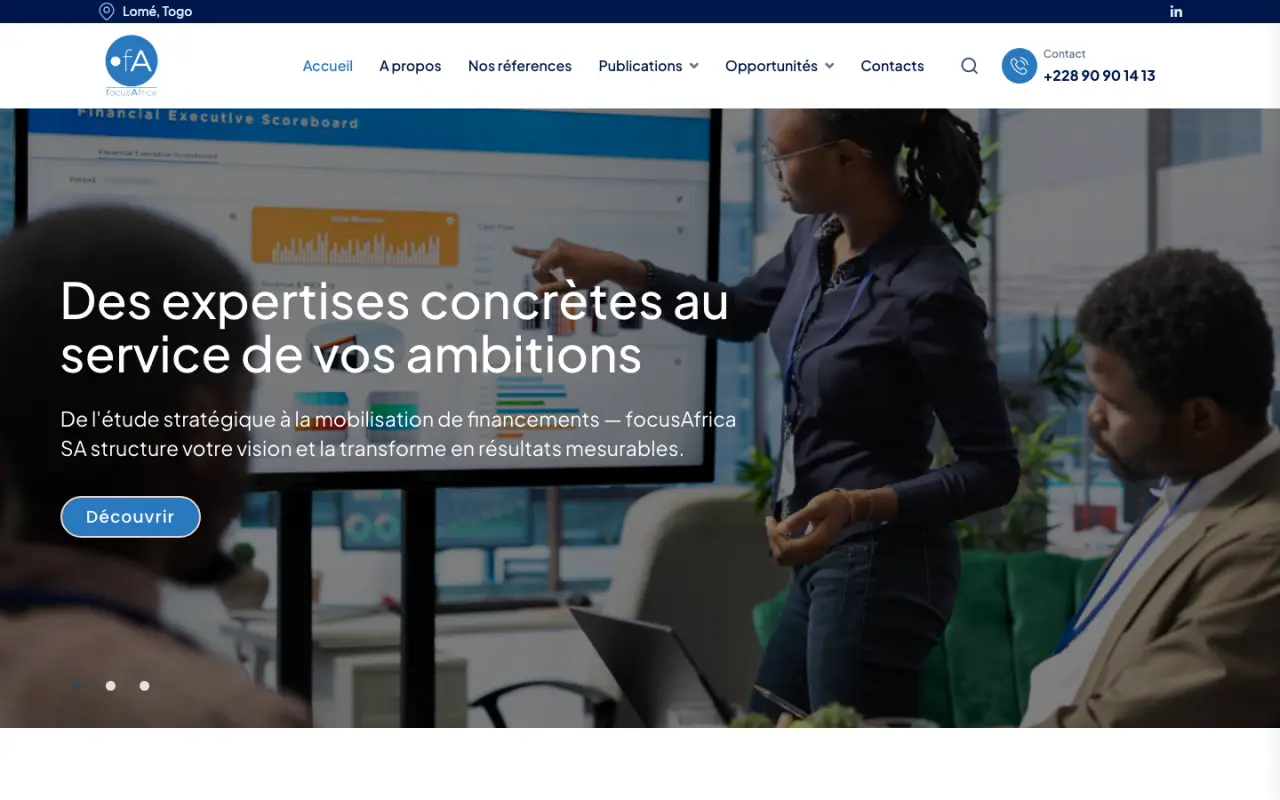 Screenshot of the focusAfrica website