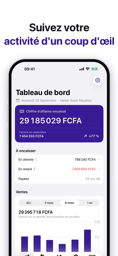TRC Factures app, screen 1