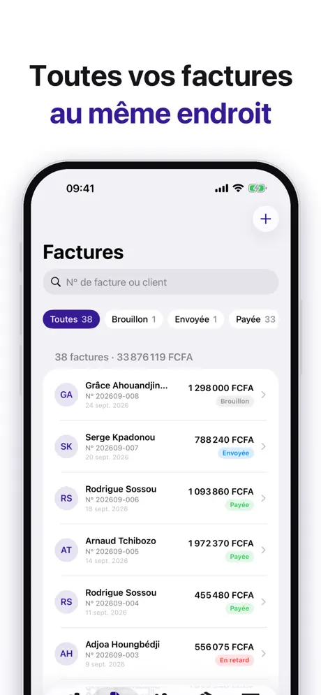 TRC Factures app, screen 2